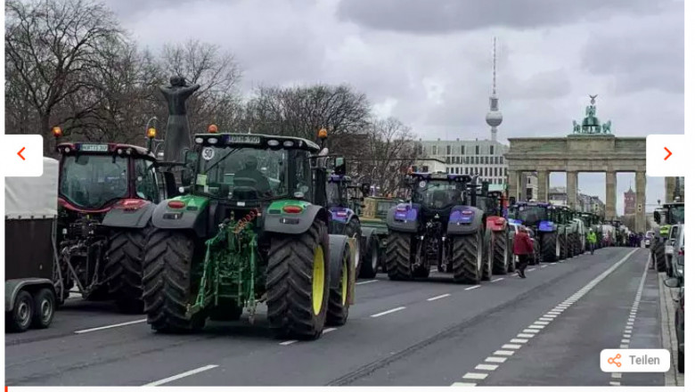 Фермери изкараха тракторите по улиците на Берлин